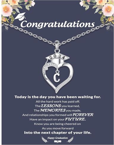 2024 Graduation Gifts for Her, Graduation Gifts 2024 High School Initial Necklaces for Women College Graduation Gifts for Her 2024 Letter A-Z Heart Necklace Graduation Jewelry for Granddaughter Sister Best Friends Daughter in Saudi Arabia