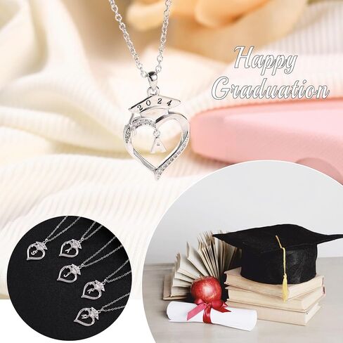 2024 Graduation Gifts for Her, Graduation Gifts 2024 High School Initial Necklaces for Women College Graduation Gifts for Her 2024 Letter A-Z Heart Necklace Graduation Jewelry for Granddaughter Sister Best Friends Daughter in Saudi Arabia