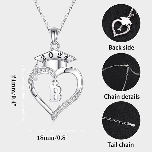 2024 Graduation Gifts for Her, Graduation Gifts 2024 High School Initial Necklaces for Women College Graduation Gifts for Her 2024 Letter A-Z Heart Necklace Graduation Jewelry for Granddaughter Sister Best Friends Daughter in Saudi Arabia
