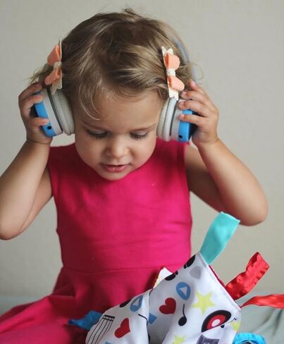 بطانية محبوبة بشريط مغلق للأمان والأمان والتسنين للأطفال، مع قماش منقط مينكي: 14 بوصة × 18 بوصة (موسيقى) in Kuwait