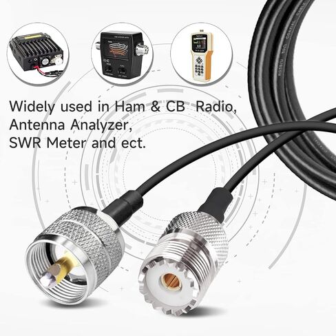 Goupchn UHF PL259 ذكر إلى SO239 أنثى كابل محوري منخفض الخسارة 10ft/3m RG58 لراديو CB هام راديو هوائي الهواة جهاز الإرسال والاستقبال المحمول لاسلكي تخاطب in Saudi Arabia