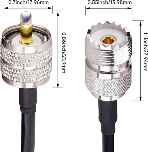 Goupchn UHF PL259 ذكر إلى SO239 أنثى كابل محوري منخفض الخسارة 10ft/3m RG58 لراديو CB هام راديو هوائي الهواة جهاز الإرسال والاستقبال المحمول لاسلكي تخاطب in Saudi Arabia