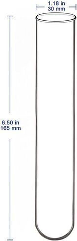 15 Pack Borosilicate Glass Round Bottom Test Tubes, 30 mm OD X 165 mm Length (Pack of 15) in Saudi Arabia