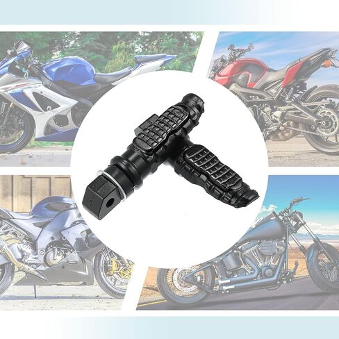 Motoforti 1 Pair Motorcycle Foot Pegs Aluminum Alloy Motorbike Footrests Pedals Universal Accessories Black in Saudi Arabia