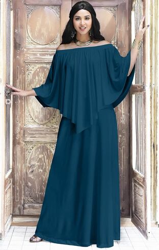 KOH KOH Womens Strapless Shoulderless Flattering Cocktail Gown Maxi Dress in Saudi Arabia
