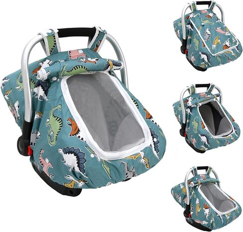 Car Seat Covers for Babies, Amo Nenes Infant Car Seat Warmer, Windproof Infant Carseat Cover, Kick-Proof Carseat Canopy for All Seasons, Shower Gift for Newborn, Fit Most Baby Car Seat (Dinosaur) in Saudi Arabia