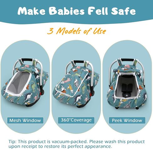 Car Seat Covers for Babies, Amo Nenes Infant Car Seat Warmer, Windproof Infant Carseat Cover, Kick-Proof Carseat Canopy for All Seasons, Shower Gift for Newborn, Fit Most Baby Car Seat (Dinosaur) in Saudi Arabia