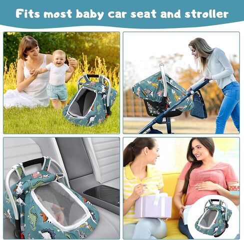 Car Seat Covers for Babies, Amo Nenes Infant Car Seat Warmer, Windproof Infant Carseat Cover, Kick-Proof Carseat Canopy for All Seasons, Shower Gift for Newborn, Fit Most Baby Car Seat (Dinosaur) in Saudi Arabia