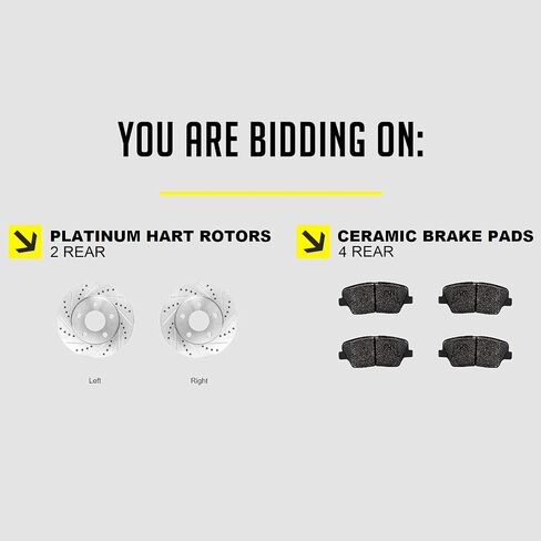 Hart Brakes Rear Brakes and Rotors Kit |Rear Brake Pads| Brake Rotors and Pads| Ceramic Brake Pads and Rotors |fits 2007-2021 Lexus LX570; Toyota Land Cruiser, Sequoia, Tundra in Kuwait