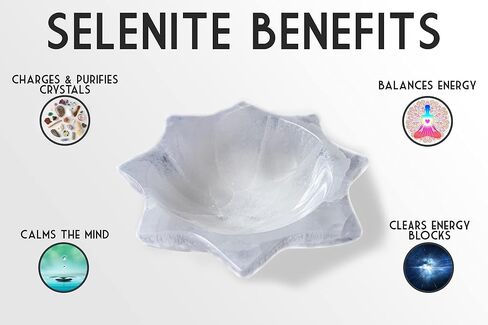 6 Inch Selenite Crystal Bowl, Real Moroccan Selenite Stone, Chakra Balancing Energy, Reiki, Altar Decor, Crystal Charging For Healing, Meditation, Spiritual gift in Saudi Arabia