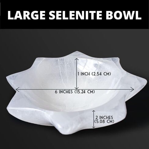 6 Inch Selenite Crystal Bowl, Real Moroccan Selenite Stone, Chakra Balancing Energy, Reiki, Altar Decor, Crystal Charging For Healing, Meditation, Spiritual gift in Saudi Arabia