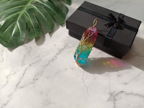 Handmade Tree of Life Pendant Natural Quartz Crystal Necklace Silver Wire Wrapped Healing Crystal Necklace Spiritual Gift for Women… in Saudi Arabia