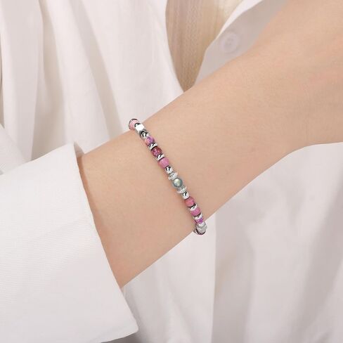 JoycuFF 𝗚𝗶𝗳𝘁𝘀 𝗳𝗼𝗿 𝗪𝗼𝗺𝗲𝗻 𝗚𝗶𝗿𝗹𝘀 سوار من الخرز الإمبراطوري الملون من حجر القمر أمازونيتي، اليوم الأول من المدرسة، هدايا عيد الميلاد للنساء أساور جميلة in Saudi Arabia