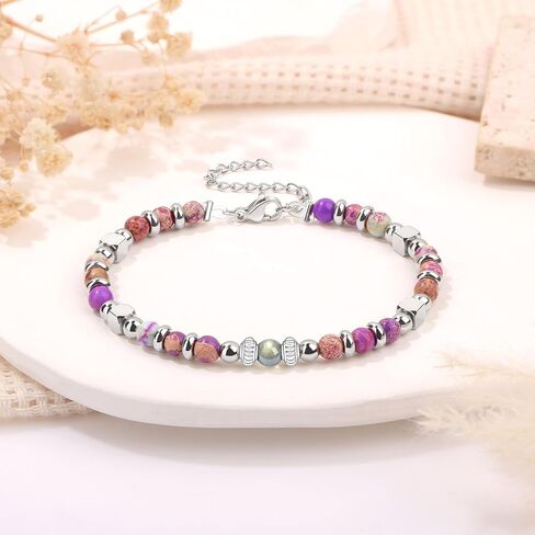 JoycuFF 𝗚𝗶𝗳𝘁𝘀 𝗳𝗼𝗿 𝗪𝗼𝗺𝗲𝗻 𝗚𝗶𝗿𝗹𝘀 سوار من الخرز الإمبراطوري الملون من حجر القمر أمازونيتي، اليوم الأول من المدرسة، هدايا عيد الميلاد للنساء أساور جميلة in Saudi Arabia