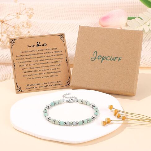 JoycuFF 𝗚𝗶𝗳𝘁𝘀 𝗳𝗼𝗿 𝗪𝗼𝗺𝗲𝗻 𝗚𝗶𝗿𝗹𝘀 سوار من الخرز الإمبراطوري الملون من حجر القمر أمازونيتي، اليوم الأول من المدرسة، هدايا عيد الميلاد للنساء أساور جميلة in Saudi Arabia