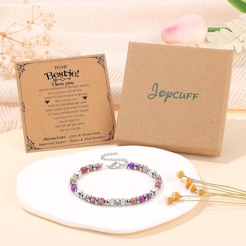 JoycuFF 𝗚𝗶𝗳𝘁𝘀 𝗳𝗼𝗿 𝗪𝗼𝗺𝗲𝗻 𝗚𝗶𝗿𝗹𝘀 سوار من الخرز الإمبراطوري الملون من حجر القمر أمازونيتي، اليوم الأول من المدرسة، هدايا عيد الميلاد للنساء أساور جميلة in Saudi Arabia