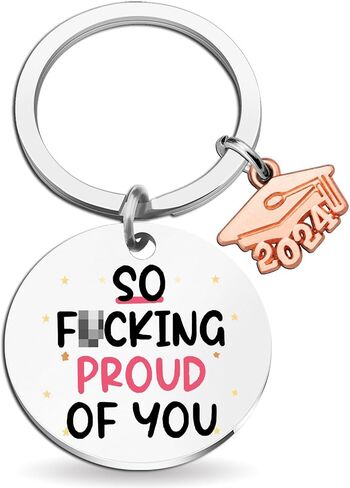 So Proud of You Graduation Gifts for Her Class of 2024 Senior High School Students Congratulations Keychain Cool College University Presents for Masters Middle School Graduates in Saudi Arabia