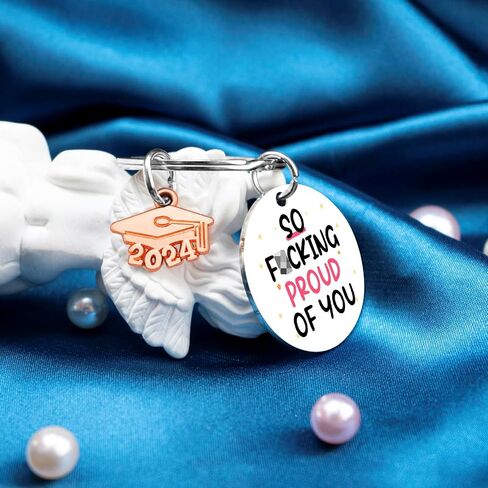 So Proud of You Graduation Gifts for Her Class of 2024 Senior High School Students Congratulations Keychain Cool College University Presents for Masters Middle School Graduates in Saudi Arabia