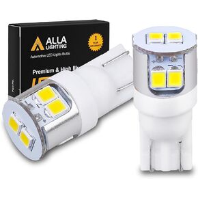 Alla Lighting 194 168 LED Bulbs, Newest T10 Wedge Super Bright 12V 2825 W5W 175 White License, Interior Map Dome Trunk Lights, 2835 8-SMD 6000K Xenon LED Lamps Replacement