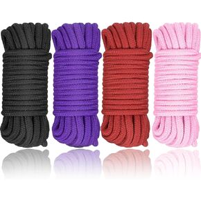 Silk Soft Rope, Solid Braided Decorative Gift Bag Rope, Multipurpose Durable Long Rope Craft Colored Rope, 32 Feet 10M Soft Twisted Silk Knot Tying Rope Cord (Black+Red+Purple)