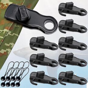 Tarp Clips Clamps Heavy Duty Lock Grip with Bungee Cords, Shark Shade Backdrop Cloth Tent Large Clip Hook Accessories for Garden Outdoor Pool Tarp Tie Downs Canvas Solar Cover RV Awning(16 Pack)