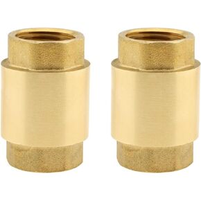 Brass Check Valve 1/2", 2PCS One Way Spring Check Valves In-line Female Thread Backflow Preventer