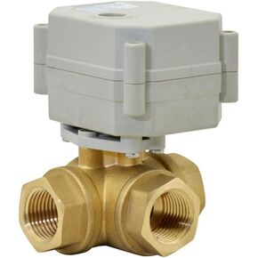 Two-Wires Control Normally Closed Three Way Brass 1/2 Inch,DN15 AC/DC9-24V Motorized Ball Valve with Position Indicator
