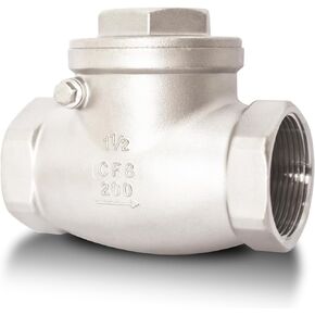 1/2" NPT Horizontal Check Valve, Stainless Steel Non Return Swing Check Valve, Level One Way Counterflow Valve to Prevent the Medium Backflow for Oil Water Gas Air（1/2", DN15）