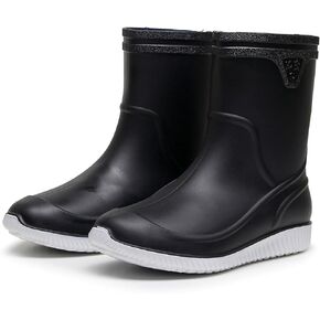 Rain Boots for Men, Non-Slip PVC Rubber Boots Mens Garden Boots, Waterproof Mid-Calf Raining Shoes, Durable Work Mud Boots, Comfort Chelsea Ankle Rain Boots Fishing Shoes for Outdoor Work