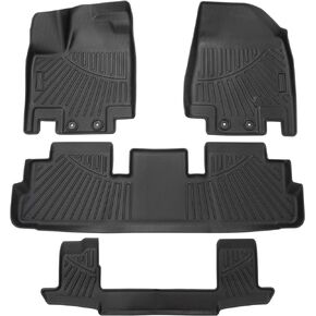 Powerty Floor Mats for 2022-2024 Rivian R1S Accessories All Weather Floor Liner 3D TPE 1st & 2nd Row Floor Mat Heavy-Duty Floor Liners