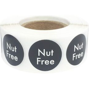 Nut Free Labels .75 Inch Round Circle Dots 500 Adhesive Stickers