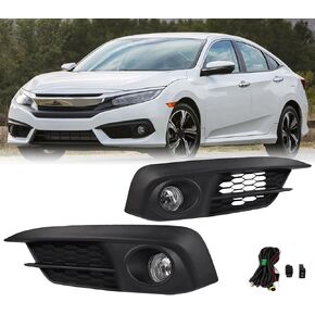 مجموعة مصابيح الضباب متوافقة مع 2016 2017 2018 Honda Civic المصد الأمامي مصابيح الضباب القيادة مع مفتاح/لمبة عدسة شفافة in Kuwait