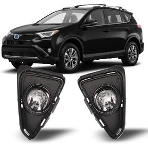 CPW Fog Lights Assembly Compatible with [2016-2018 Toyota RAV4] Clear Lens Bumper Driving Fog Lights Pair + Wiring + Switch Kit