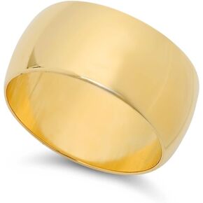 14k Yellow Gold Heavy Plated 10mm Wide Smooth Domed Wedding Band Ring