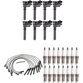 ENA Set of 8 Ignition Coil Pack with Wire Set and 16 Spark Plug 5.7 Compatible with Chrysler Dodge Jeep Ram 1500 2500 3500 Magnum Grand Cherokee 300 5.7L V8 2003 2004 2005 Replacement for UF378 3213