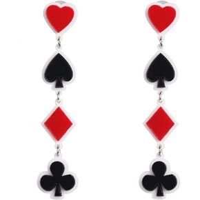 Unique Funny Poker Suit Dangle Drop Earring Personality Acrylic Spades Hearts Plum Poker Earrings For Women Girls