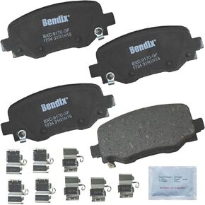 Bendix Priority 1 Ceramic Rear Disc Brake Pad Set for Chrysler 200 2017-2015, Jeep Cherokee 2017-2014 - (CFC1734)