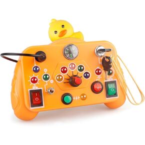 Blackma Montessori Busy Board, Baby & Toddler Toys for 1-3 Years Old, Baby Sensory Board, Sensory Educational Toys for Toddler Christmas & Birthday Gift for Boys & Girls (Orange)