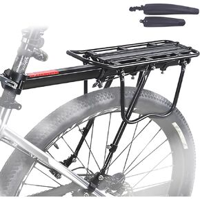 Bike Rear Cargo Rack - Adjustable Bicycle Trunk Pannier Back Rack with Fender and Reflector, Easy Install Quick Release Bike Luggage Carrier Rack with 130 lbs Capacity for Mountain, Road, City Bikes