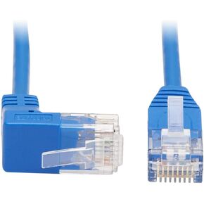 Tripp Lite Up Angle Cat6 Ethernet Cable, Gigabit Molded Slim UTP Network Patch Cable, Blue, 1 ft. (N204-S01-BL-UP)