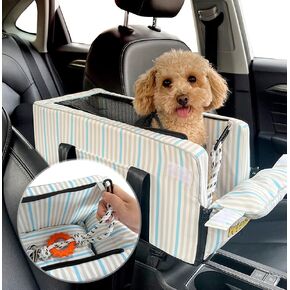 Dog Car Seats for Small Dogs with Toy Including, Console Dog Car Seat, Puppy Car Seat, Center Console Dog Car Seat Washable, Car Armrest Included Safety Tethers and Dog Toy by PETULINA (Pink)