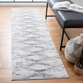 SAFAVIEH Amelia Collection Runner Rug - 2'3" x 8', Ivory & Blue, Distressed Design, Non-Shedding & Easy Care, Ideal for High Traffic Areas in Living Room, Bedroom (ALA478A)