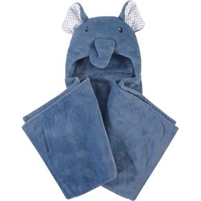 Little Treasure Unisex Baby Plush Hooded Blanket, Chevron Elephant, One Size