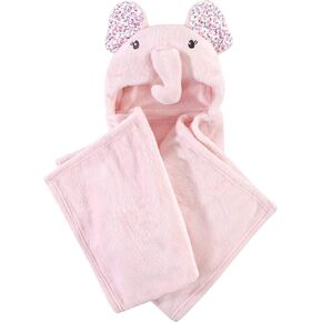 Little Treasure Unisex Baby Plush Hooded Blanket, Chevron Elephant, One Size