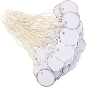 31mm/1.22inch Blank Labeling Tags Round Name Brand Shipping Tags with String Metal Rim Price Tags for Pricing Gift Jewelry Clothing Yard Sale Garage Supplies Marking Label Hang Tags (50)
