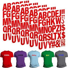 220 Pieces Iron on Letters for Clothing, 5 Sheets of Yellow Heat Transfer Vinyl for T Shirts, A-Z Patches PU DIY Crafts Alphabets Sticker for Fabric