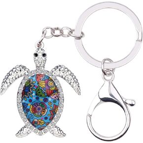 BONSNY Enamel Metal Turtle Key chains For Women Girls Gifts Car Purse bag Tortoise Pendant Charms