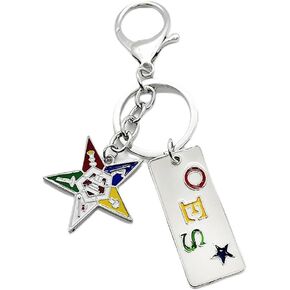 Fashion OES Metal Keychain with Enamel Charms - Order Of The Eastern Star Society Nameplate Keychains