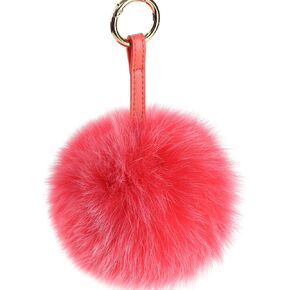 Pom Pom Keychain Fluffy Real Fox Fur Ball Keychain for Women Bag Purse car key Charms in Kuwait
