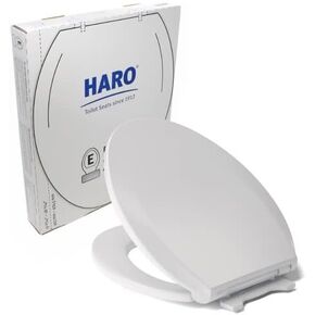 HARO | ROUND Toilet Seat | Slow-Close-Seat | Heavy-Duty up to 550 lbs, Quick-Release & Easy Clean, Fast-Fix-Hinge, No-Slip Bumpers White | Premium-Duroplast > Scratch Resistant | 16.5" x 14.5" x 2.32"